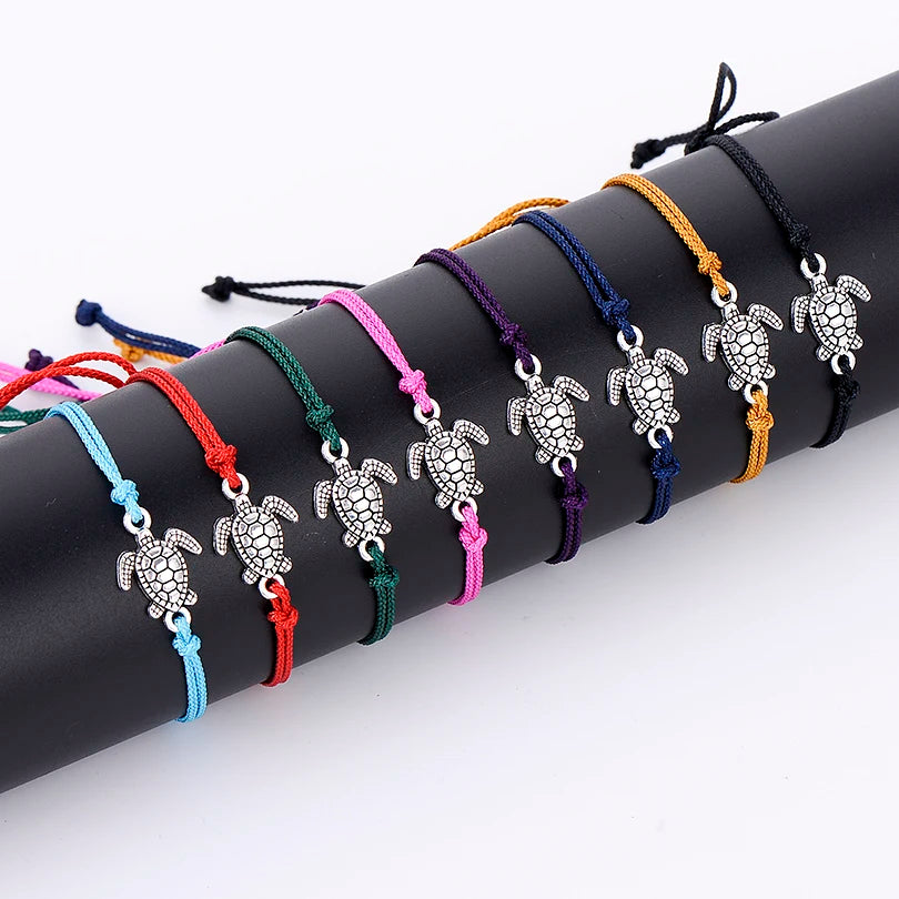 manufacturer handmade sea turtle charm bracelet multi colors summer ocean beach style friendship tortoise bracelet