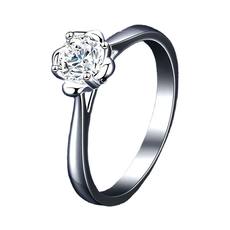 Moissanite Supplier 925 Sterling Silver Rings Finger Fine Jewelry 1Carat Moissanite Diamond Ring for Women Wedding Rings
