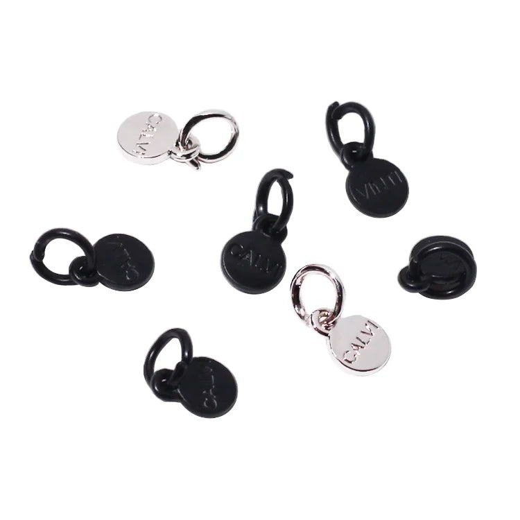 Custom Handmade Tags for Leather Accessory Zinc Alloy Jewelry Round Charms Bra Metal Round Fitting Mini Logo Pendant for Earring
