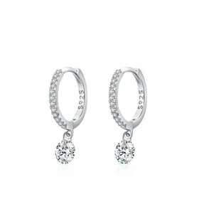 Wholesale Fun Fancy Fashion Summer 925 Silver Cute Dangling Dangle Zircon Round Drop Earrings for Girls