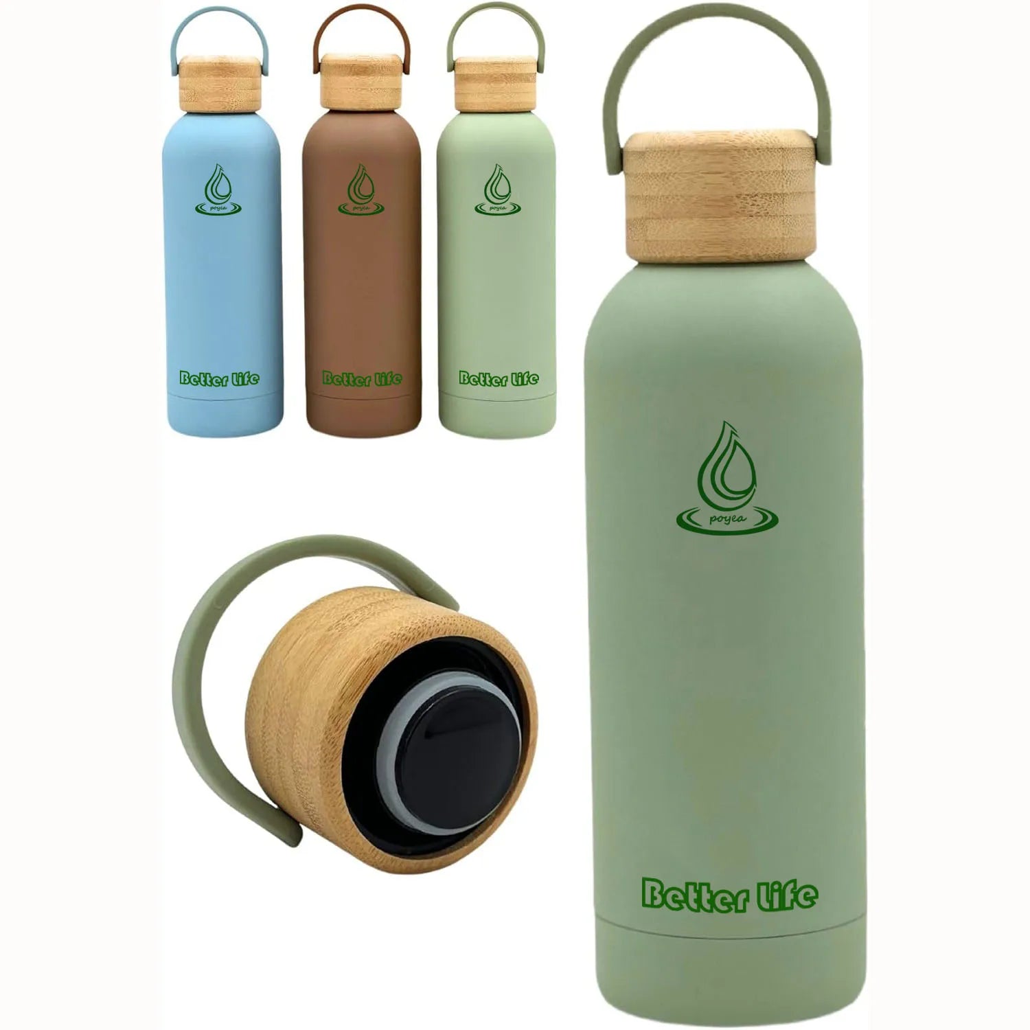 Eco Friendly Products 2024 Stainless Steel Water Bottle for Drinking Water with Wooden Lid