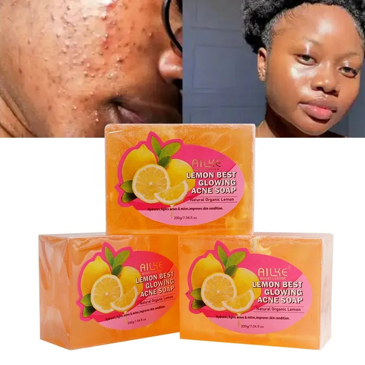 Private Label 200g Organic Arbutin Skin Glowing Acne Removal Bar Whitening Face Wash Lemon Soap for Black Skin
