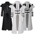 Men Medieval Steampunk Assassin Cosplay Costume Victorian Monk Gothic Black Long Coat Vintage Pirate Overcoat S-3XL