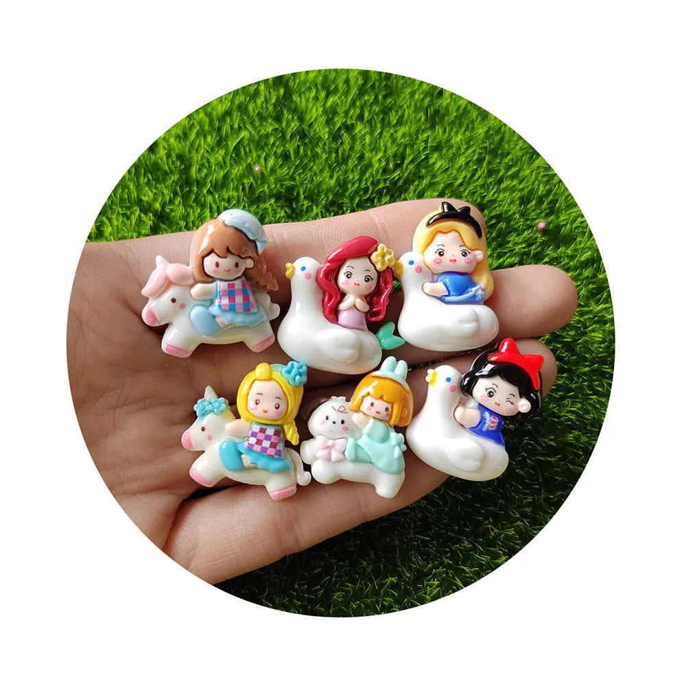 Kawaii Cartoon Princess Flat Back Resin Scrapbooking Accessories Girl Resin Cabochons Hair Embellishments