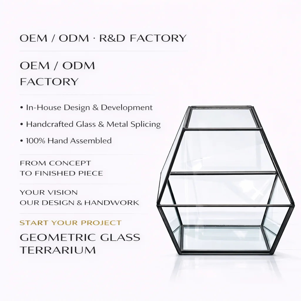 Metal Frame Geometric Clear Glass Tabletop Decorative Display Home Decor Interior Accent Terrarium