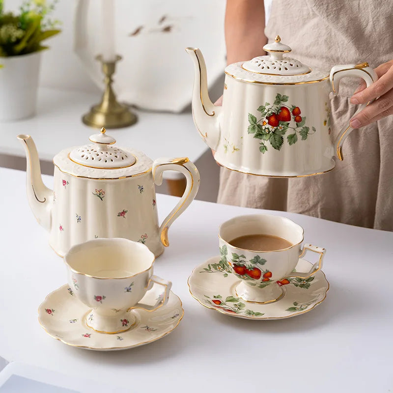 Fine Home Dining Room English Style Vintage Ceramic Teapot Set Tea Set Porcelain