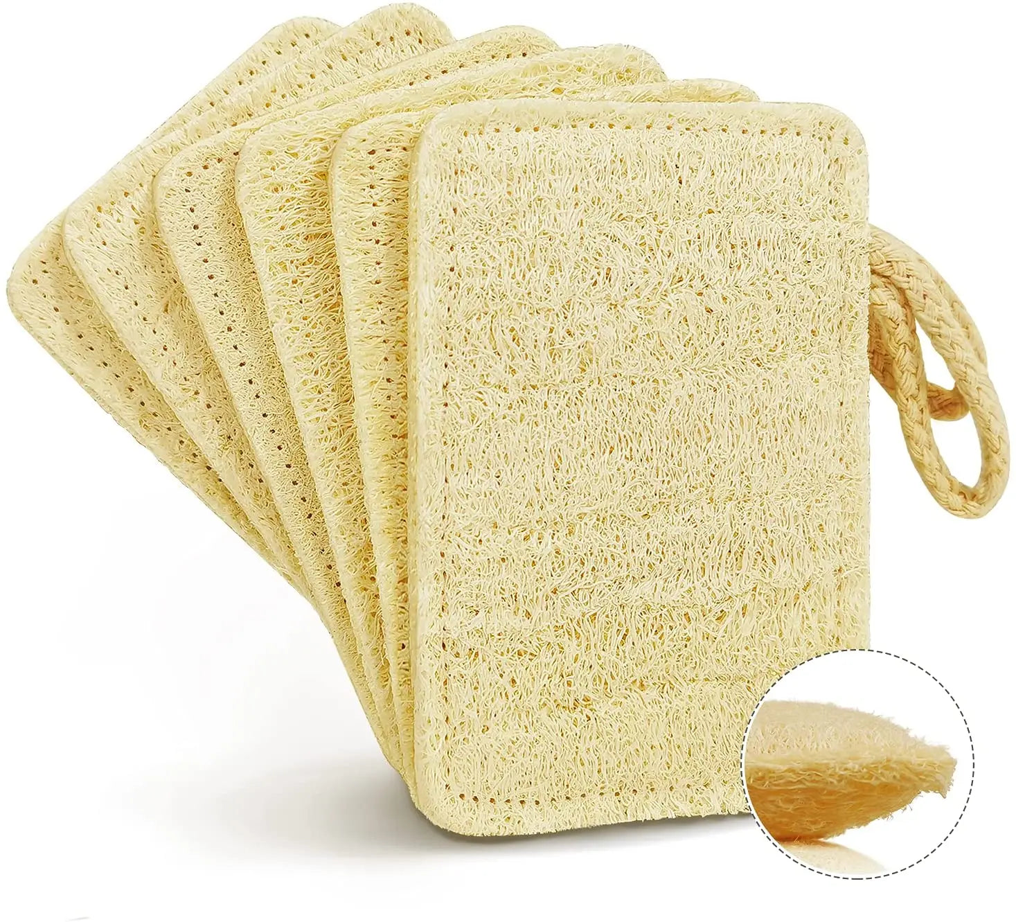 Natural Loofah Kitchen Dish Sponges Scrubber (6Pack) Non-Scratch Scrub Cleaning Sponge Green Eco-Friendly Plant Fiber