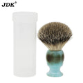 JDK New Green Resin Handle 100% Silvertip Badger Facial Hair Brush Super Mustache Shave Brush Men's Shaving Brushes