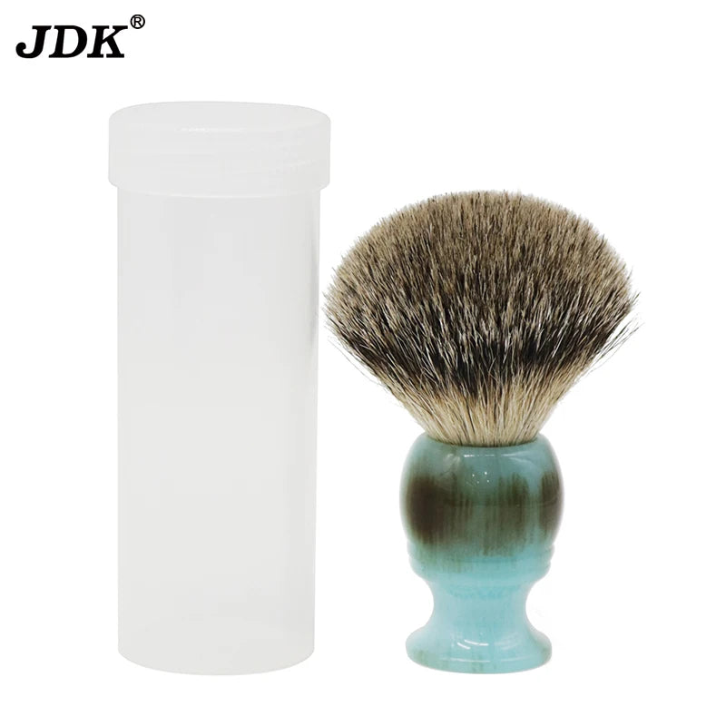 JDK New Green Resin Handle 100% Silvertip Badger Facial Hair Brush Super Mustache Shave Brush Men's Shaving Brushes