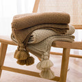 2026 Factory Custom Wholesale INS Soft Thickened Braid Polyester Blanket With Fringe Tassels Woven Blanket