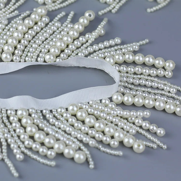 Wholesale Handmade White Pearls Beaded Tassel