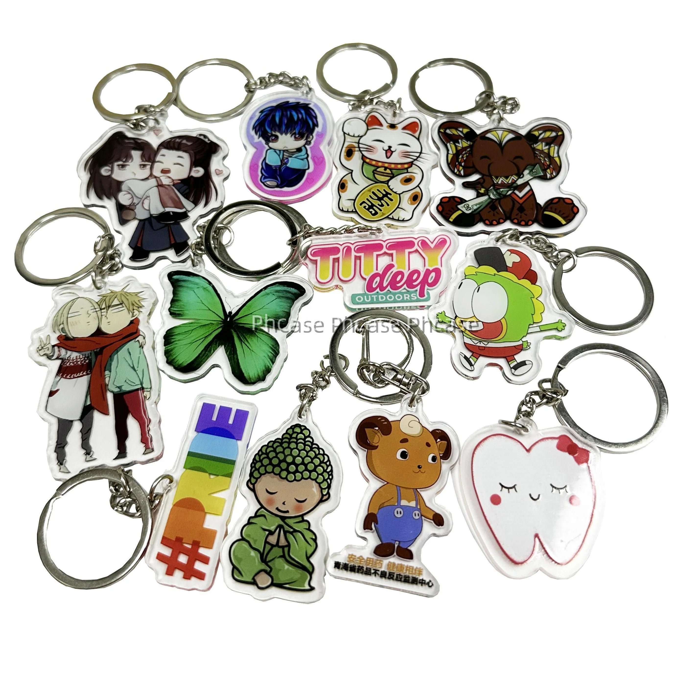 Factory Printing Key Ring Charms Transparent Personalized Eco-friendly Custom Acrylic Keychain with logo