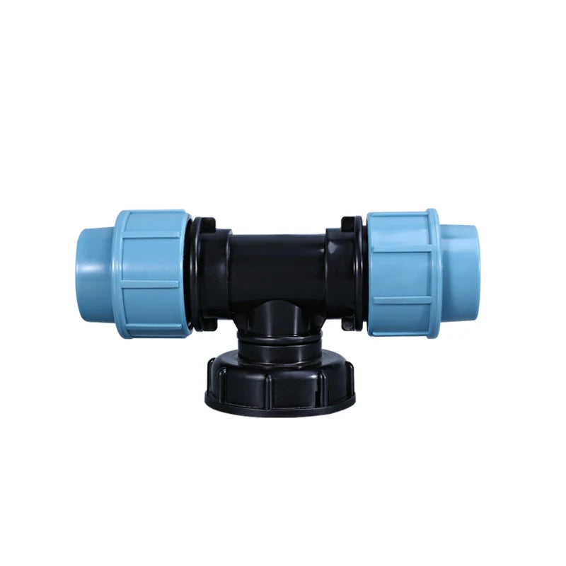 China Manufacturer High Quality 2pcs 1/2" 3/4" Equal Diameter Elbow IBC Tank Pipe Fitting Tee Accessories PE Pipe Connector