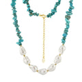 ACME 925 Silver Irregular Natural Shell Baroque Pearl Turquoise Beads Choker Necklace Beach Bohemian Holiday Jewelry