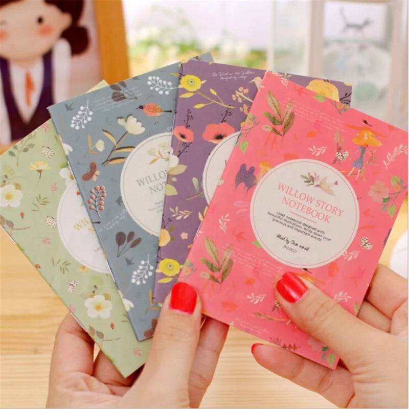 12cm*8.5cm Flower Bird Printing Pocket Notebook Journals Paper Diary Weekly Planner Writing Pad Note