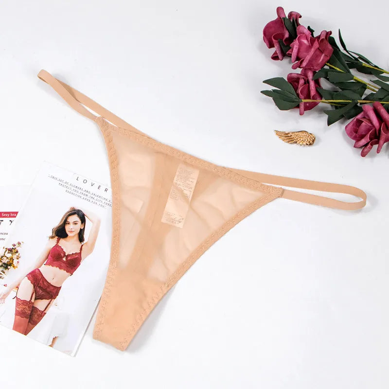 Custom Letter Logo Ice Silk Traceless Tangas No Show Private Label Bikini Custom Thongs Women Underwear Panties Seamless Thong