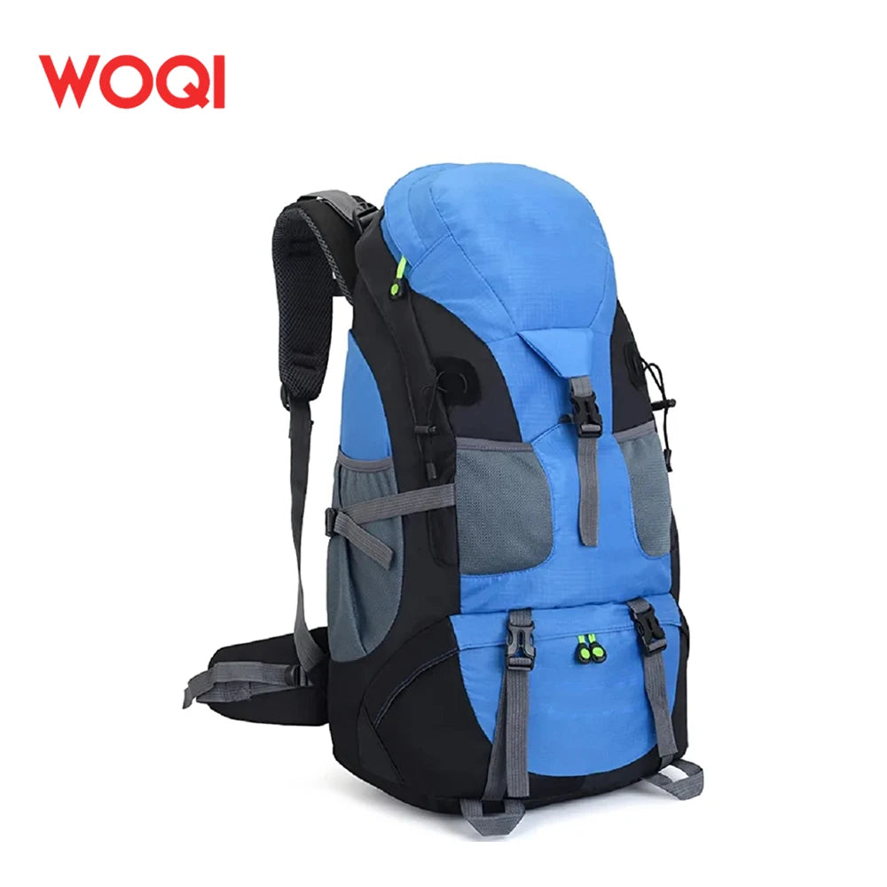 WOQI Custom Low MOQ Waterproof Folding 50L Large Capacity Camping Other Hiking Backpacks