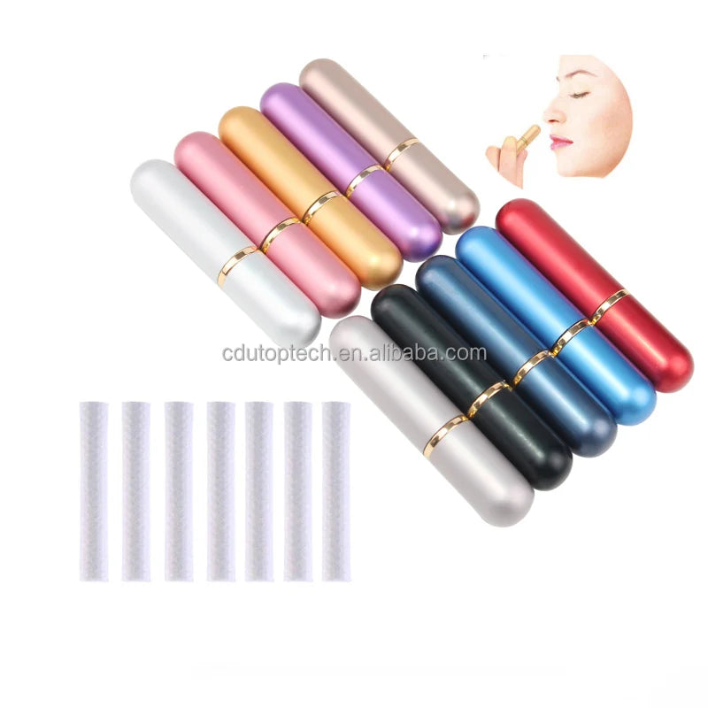 Colorful Empty Aluminum Metal Nasal Inhalers for Essential Oils Aromatherapy Blank Aluminum Inhaler Tubes With Replacement Wicks