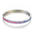 Multi-Color S925 Silver Platinum Plated Classic Lab Grown Corundum Colored Diamonds Bangle Bracelets for Lover Birthday Wedding