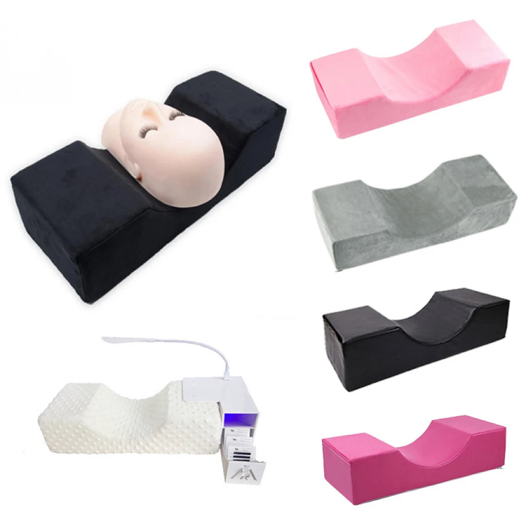 PU Velvet Beauty Salon Eyelash Extension Neck Support Pillow Private Label Lash Extension Memory Foam Pillow