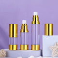 Empty Golden Silver Skincare Packaging 15ml 30ml 50ml 100ml Refillable Hand Soap Plastic Bottles Oil Serum Airless Bottle