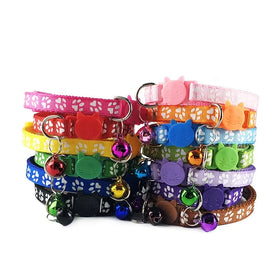 19 Colors Paws Printing Colorful Cat Head Buckle Small Pet Breakaway Cat Collar