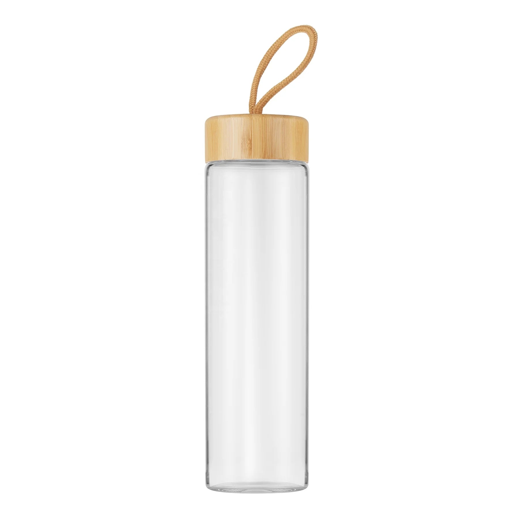 Custom 550ml Juice Glass Bottle Wide Mouth Drinking Water Bottle  Wholesale Borosilicate Glass Water Bottle With Bamboo Lid