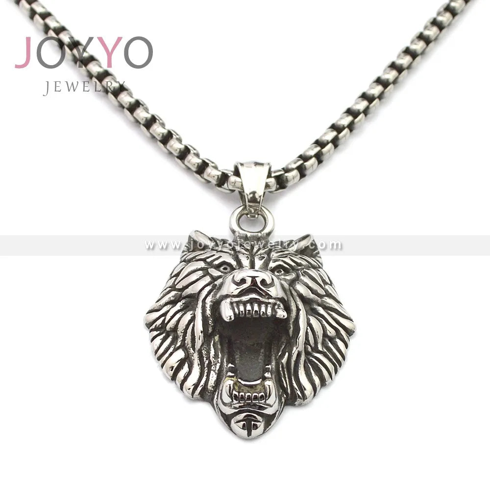 Gold Lion Head Pendant Rock Punk Style Lion Pendant 316 Stainless Steel Gold Heavy Metal CHRISTIAN Party Hiphop Charm Pendants
