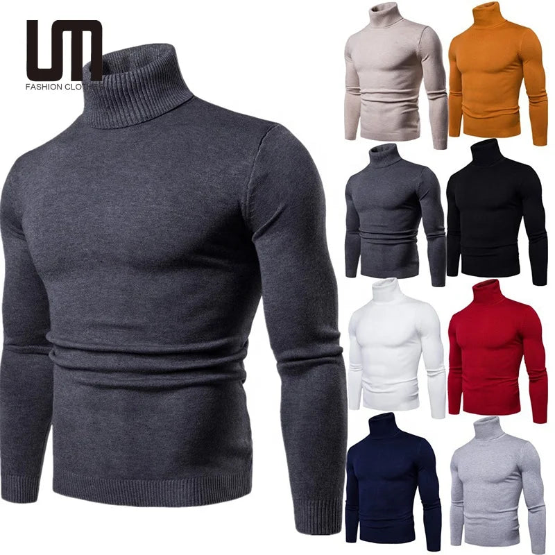 Liu Ming Fall Winter Men Casual New Arrivals Warm Turtleneck Pullovers Knitted Sweater