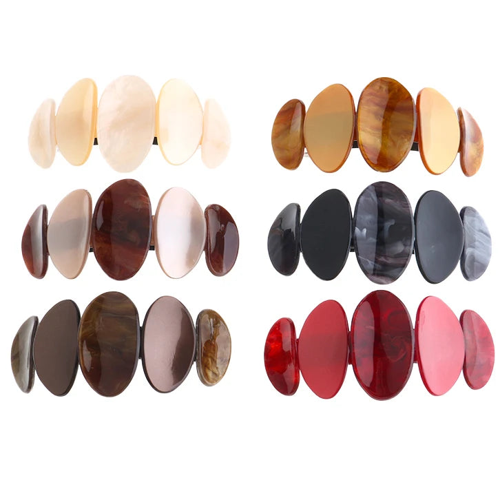 MiDairy 2024 New Six Color Elliptical Spring Clip Acrylic Marbling Temperament Korean Version Ins Ponytail Clip Hairpin