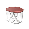 2024 Fashion Simple Double Grid Seasoning Box With Handle Transparent Pet Anti-fall Seasoning Box With Spoon Seasoning Box