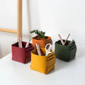 Leather Office Organizer Square Pen Holder Desk Storage Box Cosmetic Storage Box
