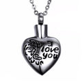Heart Cremation Urn Keepsake Ashes Memorial Stainless Steel Heart Pendant Holder I Love You Mom Flower Necklace Ash Casket