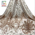 Wholesale African Luxury Gold Crystal Sequins Beaded Lace Embroidery Tulle Lace Fabric for Dress Wedding