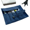 Fashion Leaves Printed Pattern Canvas Pencil Roll Case Pouch Cotton Makeup Brush Bag