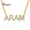 Valentine Day Gift Rose Gold Plating Initial Pendant  Letter Zircon Name Necklace Personalized Name Necklace
