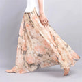 2024 New Summer Bohemia Women's Chiffon Skirt Lady's Mid-calf A-line Multi Colored Large Floral Print Lady Pendulum fairy Skirt