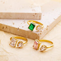 2026 New Fashion Jewelry Wholesale Vintage Crystal Stones Stainless Steel Ring