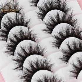 Abestyou Hot Selling Wholesale Thick Cross Wispy Handmade Super Fine Mink Fake Long Eyelash Natural for Full Strip Faux