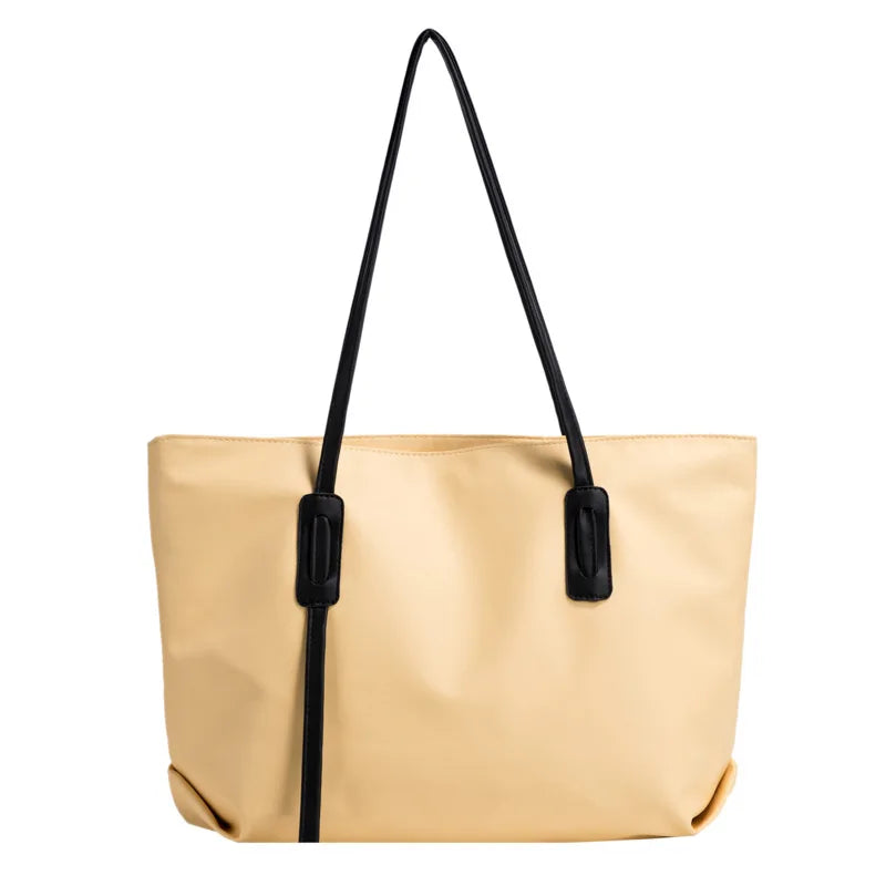 Hot Seller Women's Big Capacity Soft Plain PU Leather Tote Bag with Wristlet Women Shopping Bags Handbags