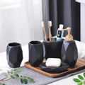 American Nordic Luxury Plated Ceramic Toiletries Set 5-Piece Bathroom Collection Toothbrush Holder & Mouthwash Cup