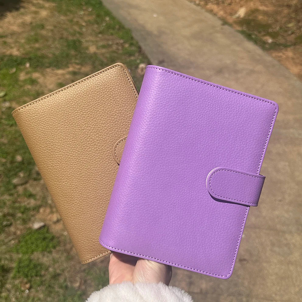Custom Luxury Gold Ring Binder Luxury Pebble Leather Notebook Organizer Hardcover Budget Planner Cover for Savings Challenge