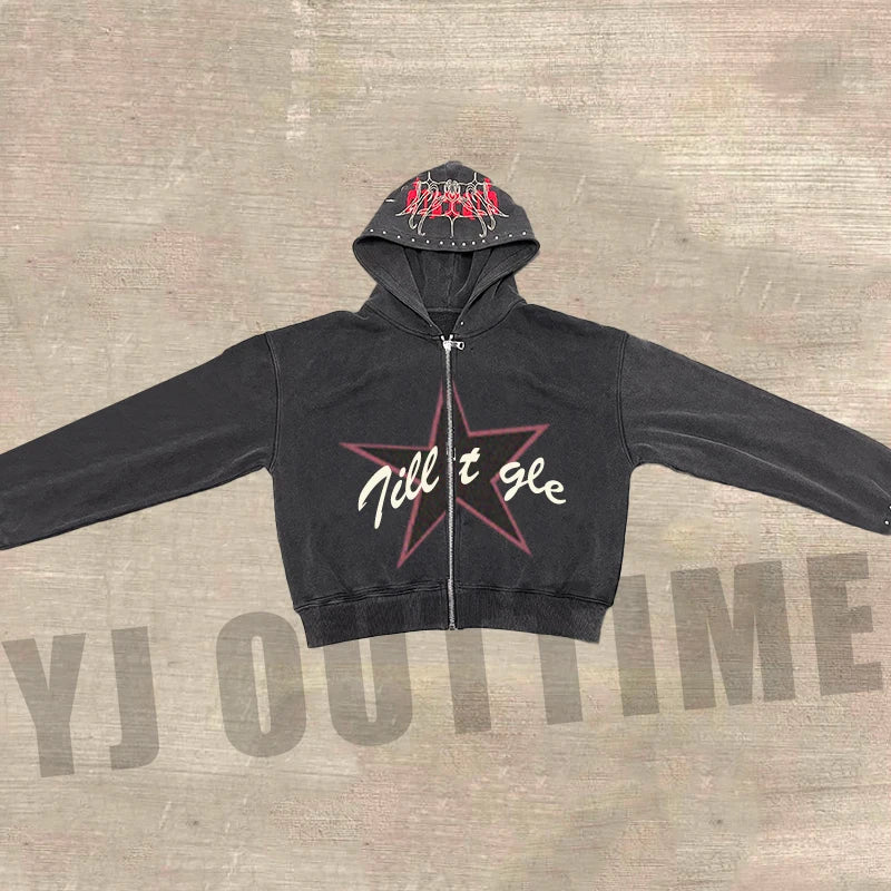 Custom Oversize Terry Screen Print Vintage Flare Hoodie Sweatsuit Acid Washed Tracksuit Men