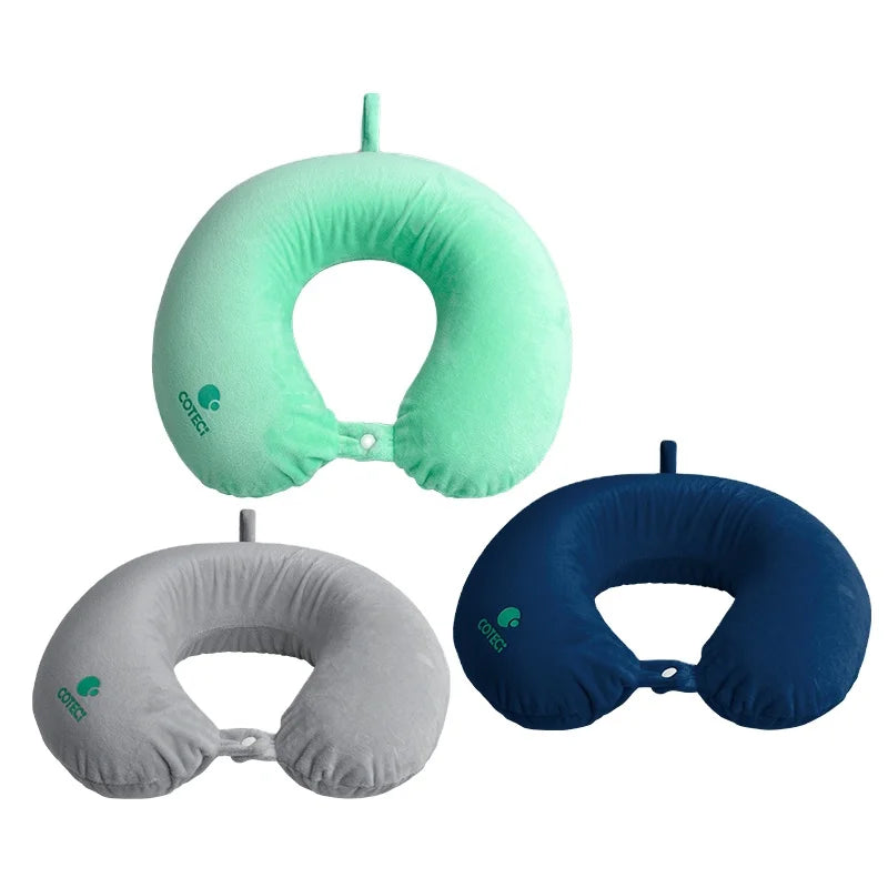 COTECi Inflatable U-Shape Memory Foam Neck Pillow for Travel Airplane Flight-Comfortable Aeroplane Pillow