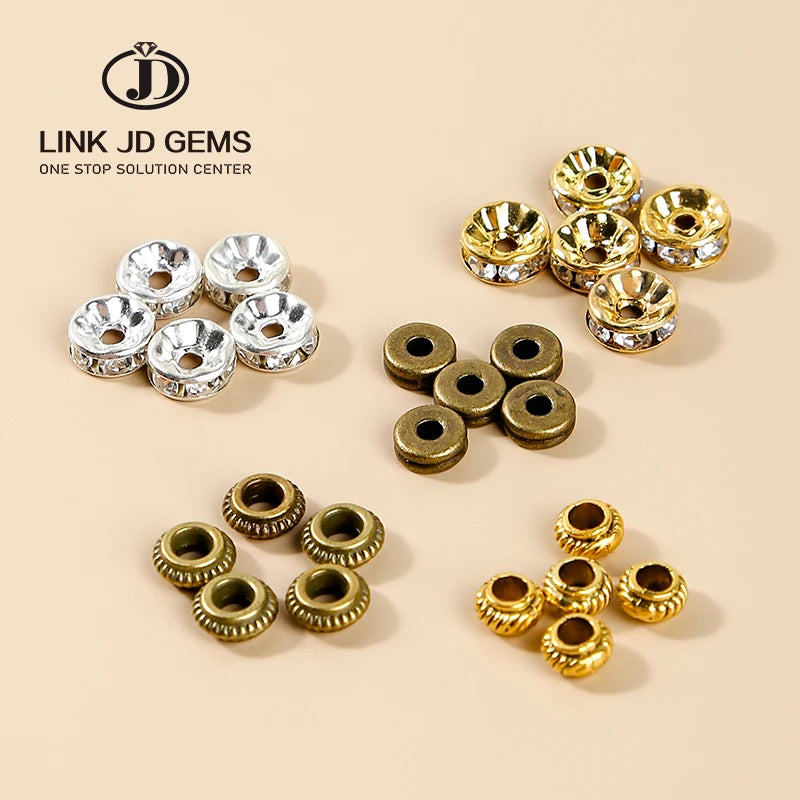 Brass Spacer Beads 6.5*3mm DIY Accessories 18k Gold Plated Metal Alloy Flat Round Beads for Jewelry Making