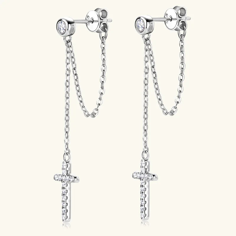 Cross Stud Earrings 925 Sterling Silver Cross Earring Women Moissanite Jewelry Moissanite Earrings