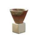 Creative Hand Traced Glazed Ceramic Tea Cup Personal Water Mug Cup Holder with Rough Pottery Base for Tea Cups & Saucers