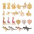 Unique Fine Bear Cow Unicorn Giraffe Dinosaur Camel Fox Animal Charm PendantCute 18K Gold Necklace Bracelet Jewelry Supply L43