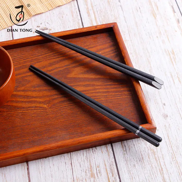 DianTong Fast Ship Hotel Restaurant Wholesale Good Price Black Custom Logo Reusable Eco-Friendly Durable Fiberglass Chopsticks