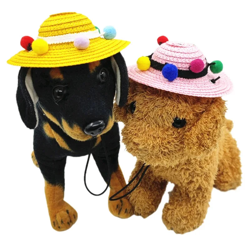 Summer Cat  Dog Sombrero Costumes Party Hats Pet Sombrero Straw Hat for Pets Puppy Cat
